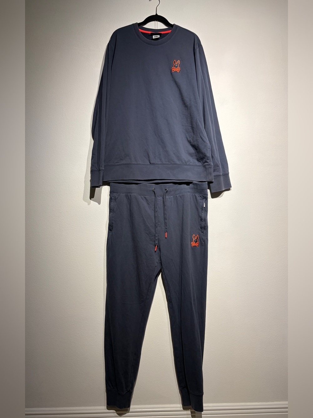 Psycho Bunny Navy Sweatshirt & Jogger Set with Red / orange Logo Accents